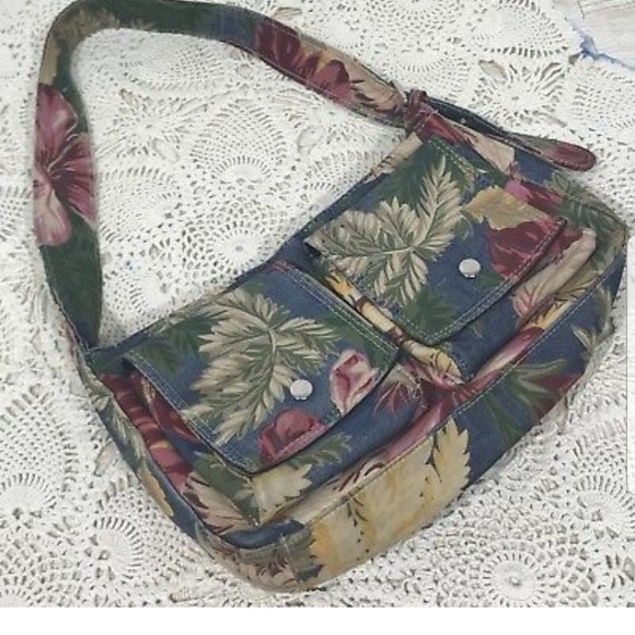 Accessories - Vintage 80s Denim Hawaiian Tropical Purse